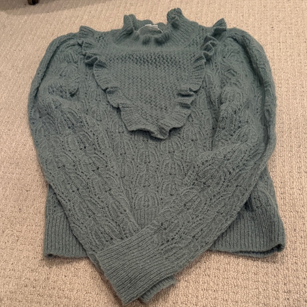 Veronica Beard Women's Ruffled Knit Sweater - Teal